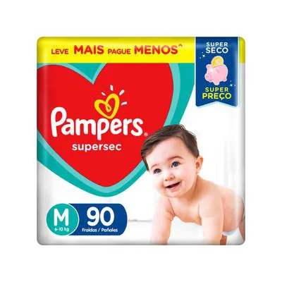 Fralda Pampers Supersec Jumbo M 90 Unidades